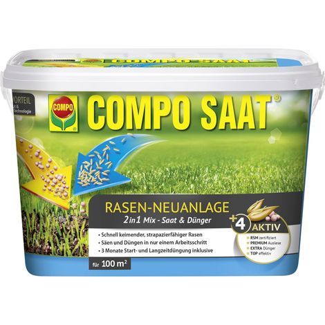 COMPO RasenNeuanlageMix Samen&Dünger, 2,2 kg f. 100 m2 (1/4)
