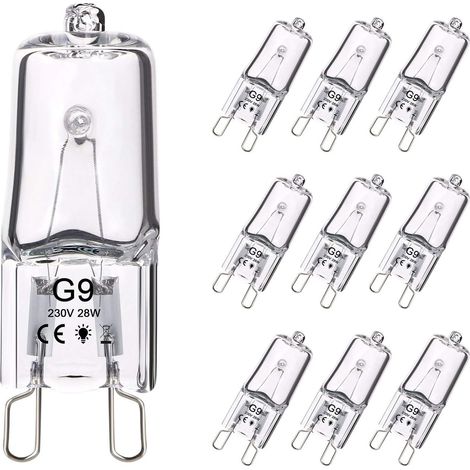 Lampe Halogène G9,10pcs Lighting Ampoules Halogènes G9 28W 230V 370Lm 2800K Blanc Chaud Dimmable (10pcs blanc chaud) (1/4)