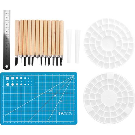 Set de 10 outils de sculpture sur bois D2, couteaux à graver haute dureté, résistants à l'usure, avec présentoir. (1/5)