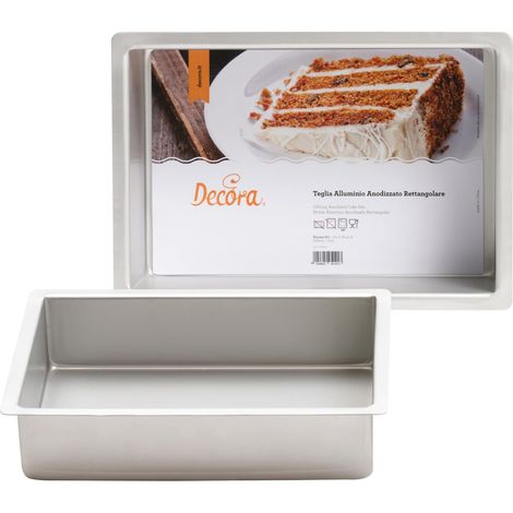 DECORA, 0062602 Teglia Professionale Rettangolare 25 X 38 X 7,5 cm, In Alluminio Anodizzato, Senza Punti di Saldatura, Design Professionale (1/5)