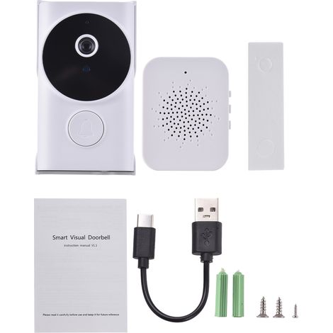 Sonnette vidéo intelligente WiFi Ring avec carillon, contrôle via l'application TY, vision nocturne infrarouge, rechargeable, interphone vidéo bidirectionnel pour villas, maisons, bureaux et apparteme (1/5)