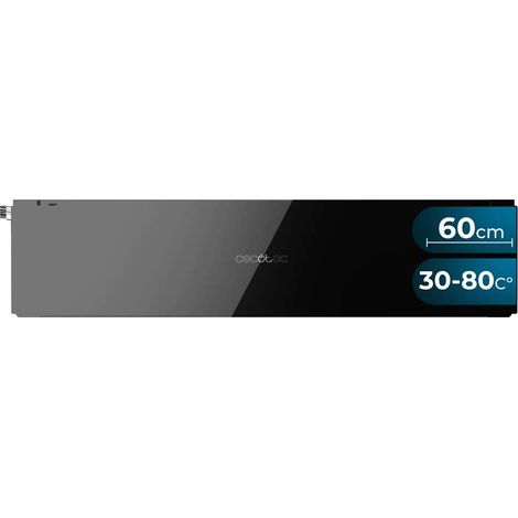 Cecotec – Chauffe-vaisselle intégré 60 cm – Verre noir – Température réglable 30 à 80°C – Commande mécanique – Tapis antidérapant