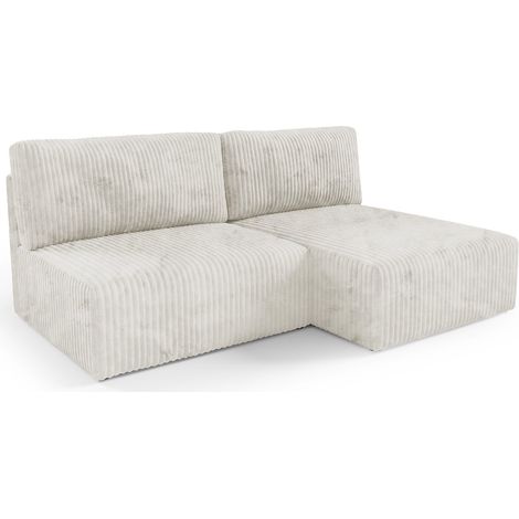 Divano Letto con Penisola Pergola, Contenitore, Reclinabile, Cuscini Sfoderabili, 210x149 cm Bianco Crema