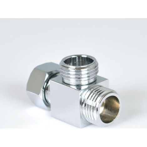 Bras de Douche Laiton 3 Voies Inverseur T pour Tuyau Connecteur Standard–G1/5,1 cm Système Douchette Pièce de Rechange (1/5)