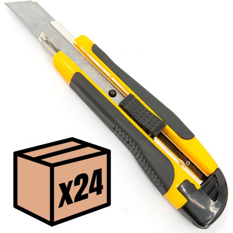 Lot de cutters professionnels jaunes Couteau utilitaire rétractable avec 100 lames 18mm Taille - Lot de 24