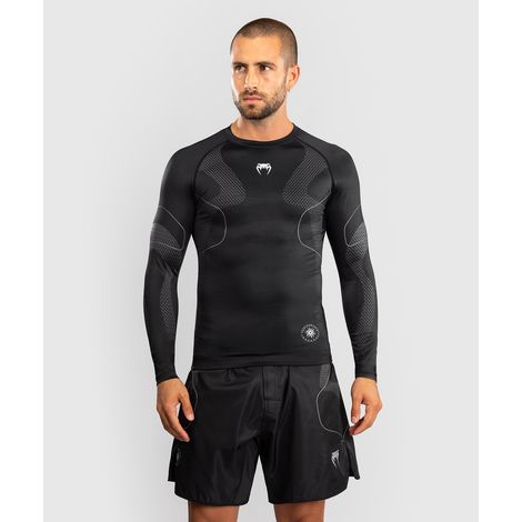 Venum Herren Nexus Langarm-Rashguard Schwarz/Silber L