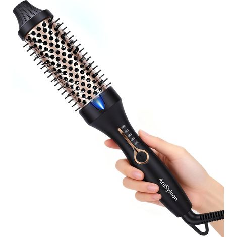 Ionic Electric Round Thermal Brush 38 mm, Double Voltage Electric Round Thermal Brush with 5 Temperature Settings (120°C - 200°C), Thermal Glove Provided (1/5)