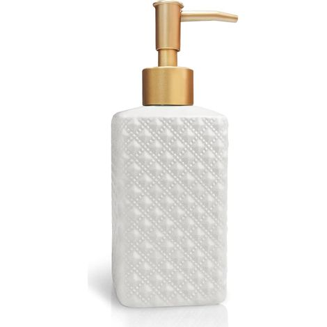 Distributeur de Savon doré en céramique avec Pompe en Relief raffiné et Vintage, décoration d'intérieur pour Salle de Bain ou Cuisine