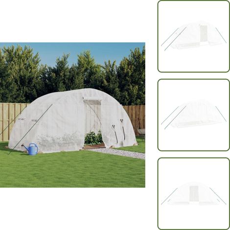 Serre avec cadre en acier blanc 10 m² 5x2x2,3 m - Serre De Jardin - Abri Jardin - Tunnel De Jardin - Serriculture - Potager (1/5)
