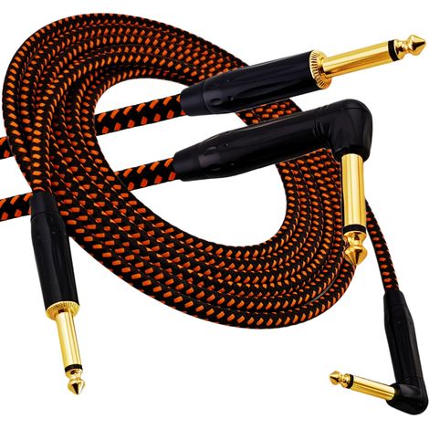 Câble pour instruments de musique Red's Music - Jack 6,3 mm / Jack 6,3 mm coudé - Câble tressé FOP - GCF1250BO - 5 m (1/5)