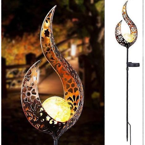 Lampes solaires de jardin pour allée extérieure, globes en verre craquelé, piquets en métal, étanches, décoratives, à couleurs changeantes, idéales pour la pelouse, la terrasse ou tout autre espace ve (1/5)