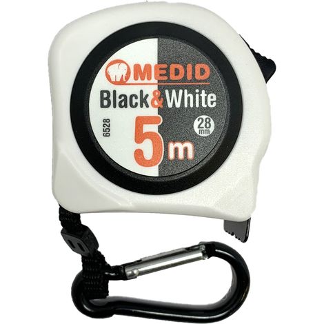 Mètre à ruban blanc Black & White 5m 28mm MEDID - 6528