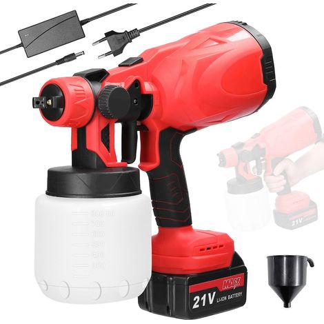 21V Elektrische Handfarbspritzpistole mit einstellbarer Leistung, multifunktionales Malgerät - Hohe Leistung - 1 Stück Batterie, EU-Stecker