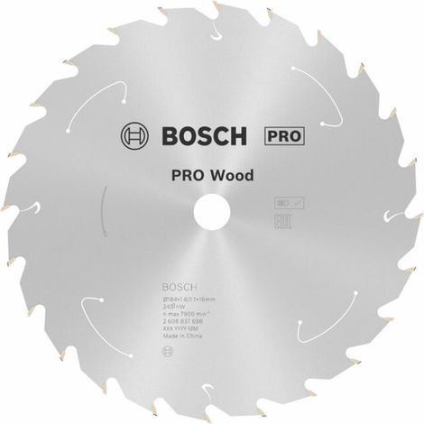 Bosch PRO Wood lame de scie circulaire sans fil 184 x 1,6 x 16 mm - 2608837698 (1/5)