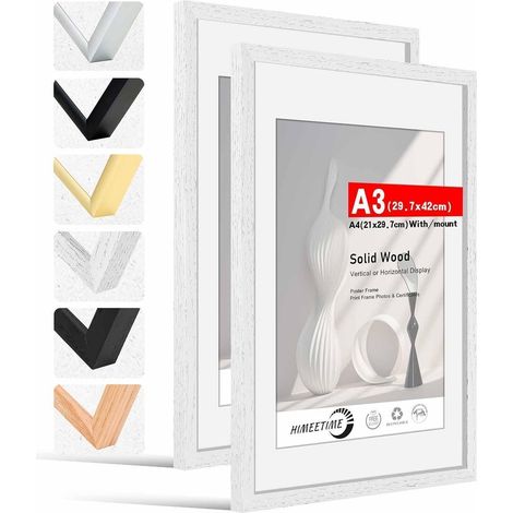 Bilderrahmen A3 30x42cm Weiß Holz Wei&xDF A3(29,7x42cm) 2x (1/5)