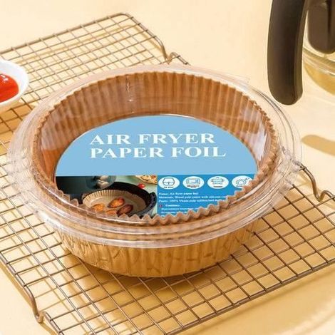 50PCS Revêtements en papier jetables pour friteuse avec trous pour papier sulfurisé autocollant (1/4)