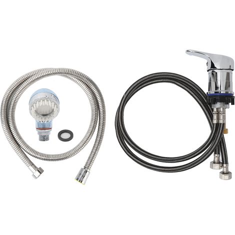 Kit lavage cheveux professionnel 70cm avec mitigeur, pommeau douchette et flexible 120cm, lavabo coiffeur ensemble complet (1/5)
