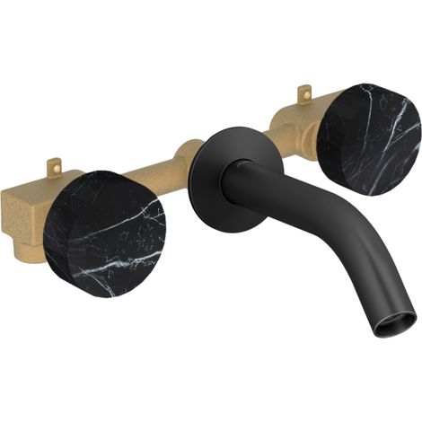 Mezclador de lavabo empotrado de 3 orificios Grands Boulevards de JACOB DELAFON en mármol storm y negro