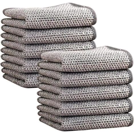 Torchons à Vaisselle - Multi-usages - 10 Pcs - Fil Métallique - 20x20 cm - Résistant aux Rayures (1/4)