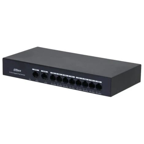 (DH-PFS3010-8GT-65) DAHUA SWITCH 10 PUERTOS, 8 PUERTOS POE, 60W, HI-POE, L2, UNMANAGED