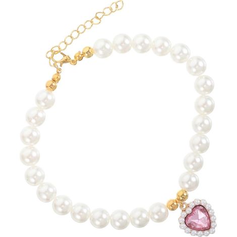Collar para perro con dije de corazón y perlas, ajustable, juego de 3 piezas (1/5)