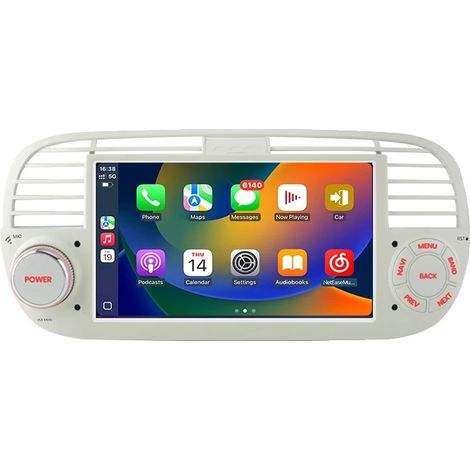 Autoradio, fonctionnalités multimédias avancées, système de navigation, compatible avec FIAT 500 / 500C Abarth 2007-2015, WIFI (2G 64G) W (1/2)