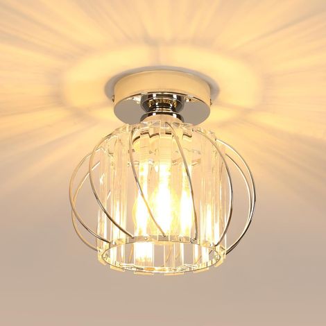 Lámpara de techo vintage con jaula de metal y cristal, elegante decoración de interiores, multiusos, duradera, fácil de instalar. (1/4)