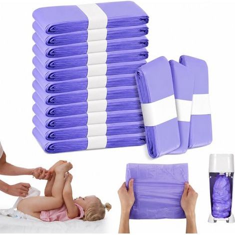 Nachfüllpackung für Windeleimer – 15 Stück – Lila – Universelle Windelbeutel – Geruchsdichte PE-Folie (1/5)
