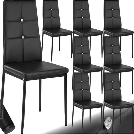 Lot de 8 chaises avec strass revêtement en cuir synthétique noir (1/5)