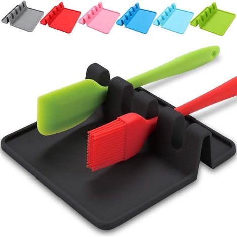 Poggia-cucchiaio in silicone per piano cottura con tappetino antigoccia,silicone (1/5)