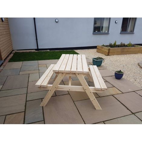 Classic Pub Style Picnic Bench and Table (3ft, Natural finish) (1/4)