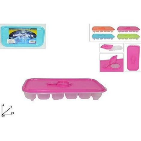 Trade Shop - EISFORM FÜR 12 EISWÜRFEL, ABDECKUNG, DECKEL, 4 FARBEN -