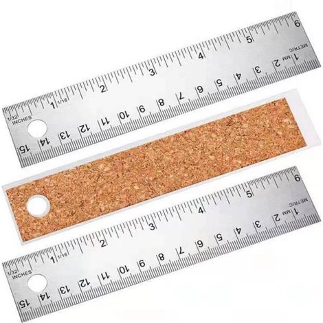 Metalllineal 150 mm, rutschfestes Korklineal, Stahllineal, Bürolineal (1/4)