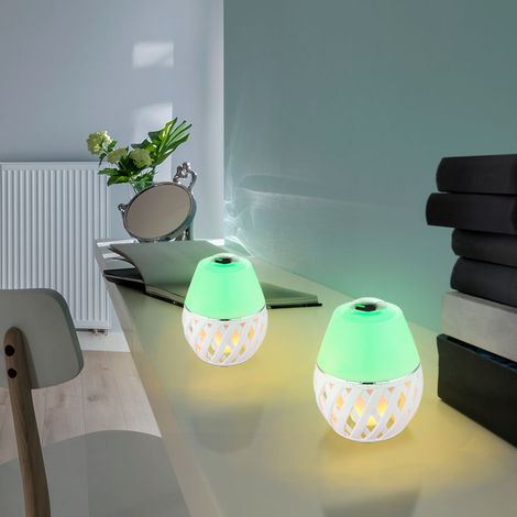 Lufterfrischer Farbwechsel Tischleuchte Raumerfischer Duftöl Diffuser ätherische Öle, Timer, RGB LED Farbwechsel, DxH 14,8x20 cm, 2er Set