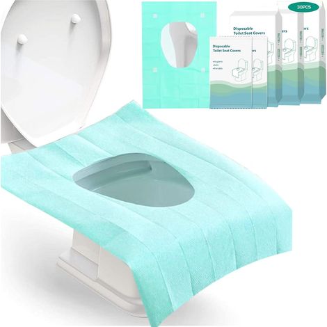 30 Pièces Protege Toilette Jetable,Protege Cuvette Wc Jetable,Protection Toilettes Jetables pour Enfants et Adultes pour Voyage de Camping d’HôTel Public,Emballé Individuellement (1/5)