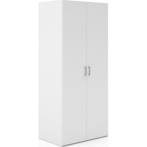 Dmora - Guardaroba 2 ante Alibabba, Mobile camera da letto, Cabina armadio portabiti, Armadio appendiabiti, 77x49 h175 cm, Bianco (1/6)