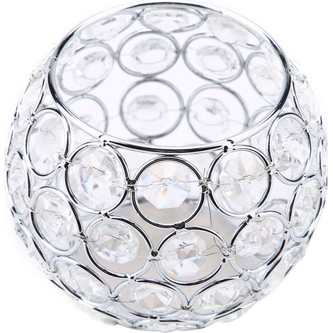 Bougeoirs en cristal argentés pour bougies chauffe-plat, idéaux pour les mariages et Noël (argenté) (1/5)