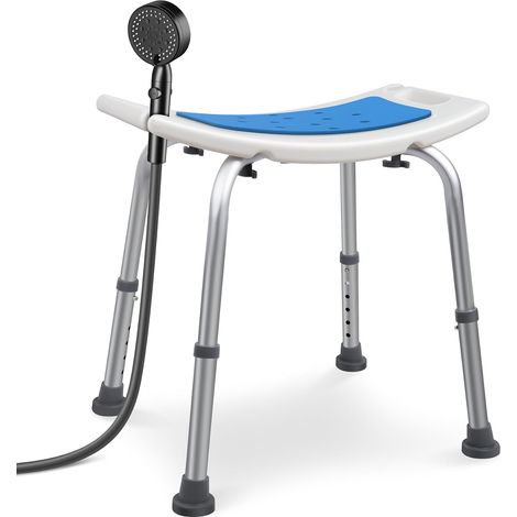 Tabouret de Douche Hauteur Réglable 38 à 52 cm Siège de Douche Ergonomique avec Pieds Antidérapants pour Personnes Âgées Chaise de Bain Charge Max. 136kg (1/5)