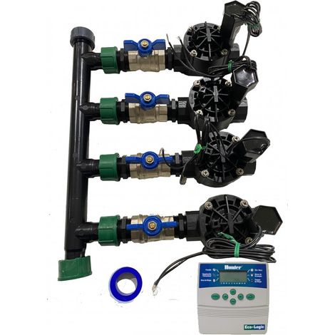 Système d'arrosage automatique de jardin à 4 zones avec programmateur ELC401 et électrovannes Rain Bird HV 1'' 24v