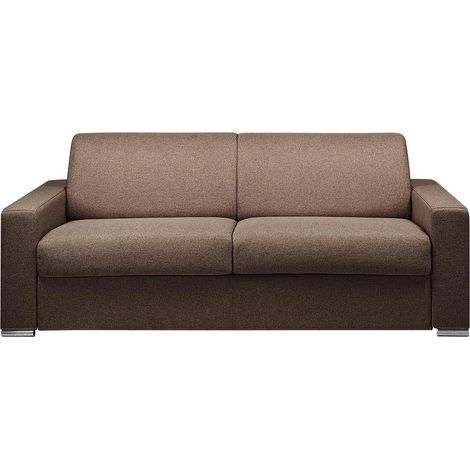 Divano letto 4 posti a ribalta in Tessuto Marrone - Larghezza Materasso 160 cm - Spessore 18 cm - CALITO (1/5)