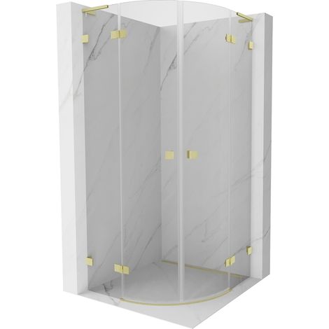 Mexen Lunar L cabine de douche demi-circulaire pivotante 100 x 100 cm, transparent, or brossé - 833L-100L-100P-55-00 (1/5)