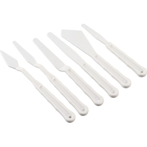 6 pièces de couteaux à palette en plastique blanc pour peinture artistique (1/5)