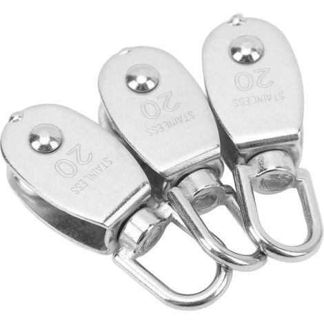Poulie Simple 3 Pièces Acier Inoxydable 360° Rotation M20 Roue de Levage pour Grue (1/5)