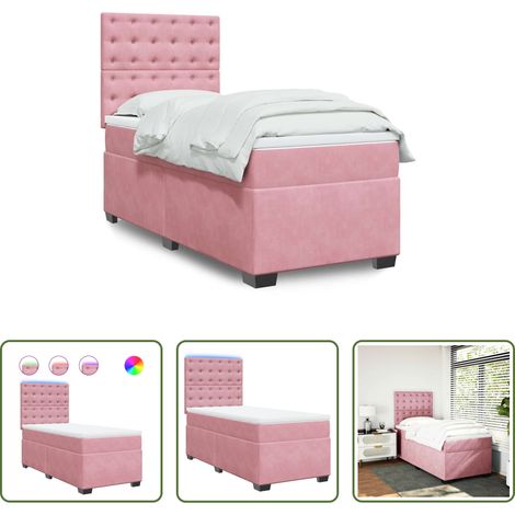 Samtbett - Boxspringbett mit Matratze Rosa 80x200 cm Samt (1/5)