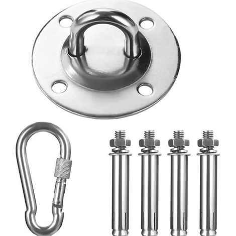 Kit de suspension pour hamac, crochets robustes avec vis et boulons, kit de fixation murale intérieur/extérieur pour chaises suspendues (1/5)