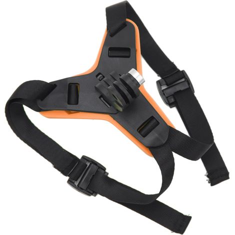 Support de mentonnière pour casque de moto avec lampe frontale antidérapante, compatible avec les caméras DJI Osmo Action 3 et 2 et les téléphones portables (orange). (1/5)