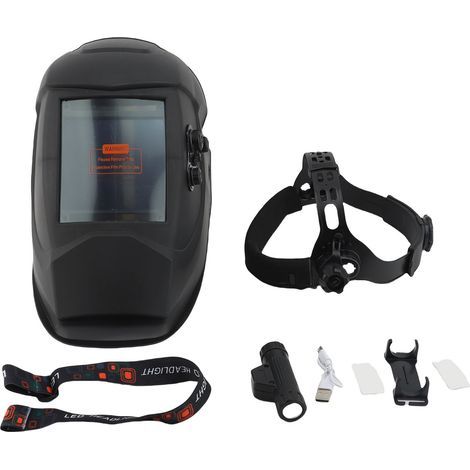 Auto-darkening welding helmet, solar powered, true color, high clarity, 4 arc sensors, wide shade for MIG/TIG/cutting welders, 9.9 x 9.1 cm (1/3)