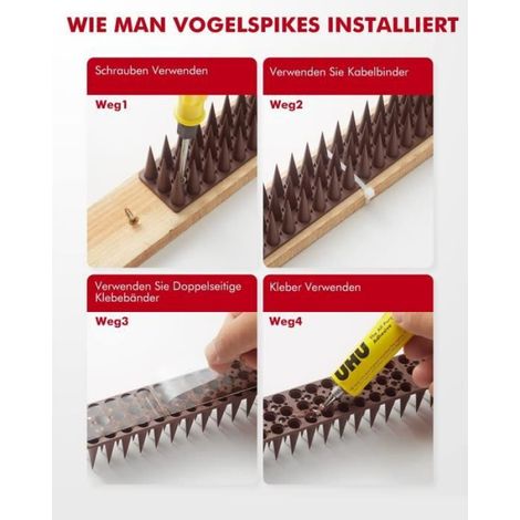 Pic Anti Pigeon,6 M Anti Pigeons pour Balcon Plastique,Pic Anti Chat Repulsif Oiseaux Pigeon,Moineaux Hirondelles Corneilles-20 pcs (1/4)
