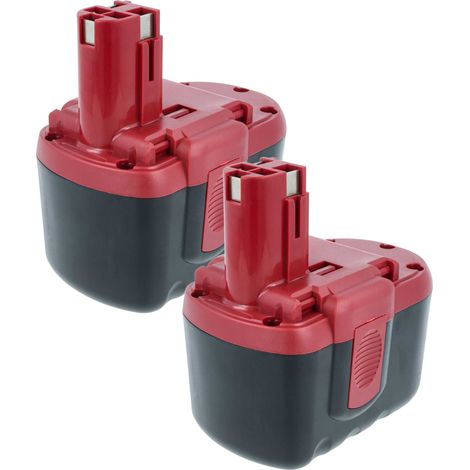 vhbw 2x Batterie compatible avec Bosch PSB 24VE-2, SAW 24V, GSR 24VE-2, GST 24V outil électrique (2000 mAh, NiMH, 24 V)