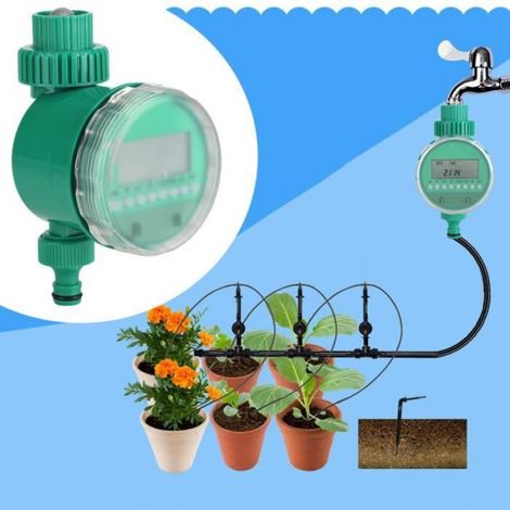 Minuterie D'arrosage - Contrôleur Électronique Automatique LCD - Pour Jardin Balcon Serre Pelouse - 16 Programmes Par Jour - Alimentation Piles AAA (1/4)